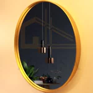 Helen Ahşap Çerçeveli Dekoratif Ayna (39 cm - Koyu Gold)