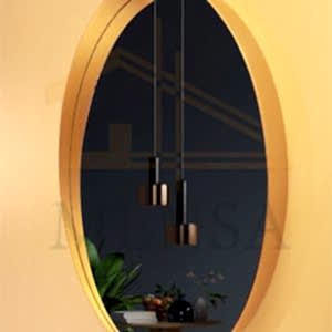 HERA&nbsp;Ahşap Çerçeveli Dekoratif Ayna (Koyu Gold)