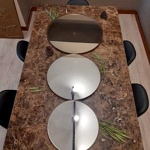 Helen 3 Parça Ahşap Çerçeveli Dekoratif Set Ayna (70-49-39cm - Bronz)