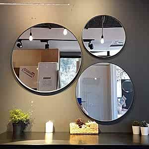 Helen 3 Parça Ahşap Çerçeveli Dekoratif Set Ayna (61-49-39cm - Mat Siyah)